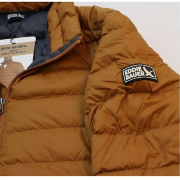 Eddie Bauer Men's Down Packable Lightweight Jacket Size S Golden Brown New - Picture 9 of 14